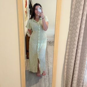 Short sleeve button down maxi dress